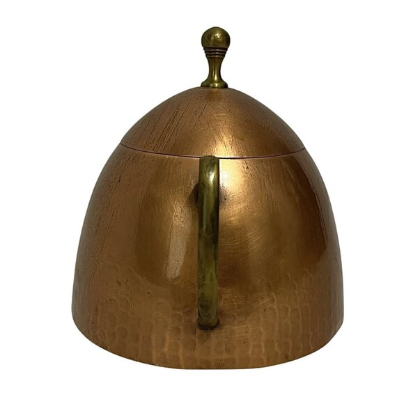 Vtg MCM O.H. Lagerstedt Swedish Hammered Copper Brass Covered Sugar Bowl - Picture 2 of 10